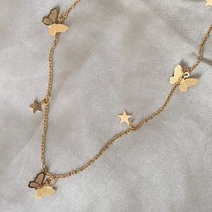 butterflies & stars charm necklace | gold